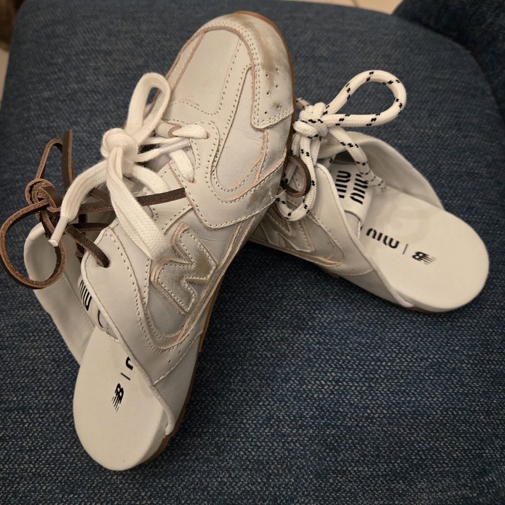 New Balance Miu Insp Women's White and Brown Mule Sneakers Size 39 US 8
